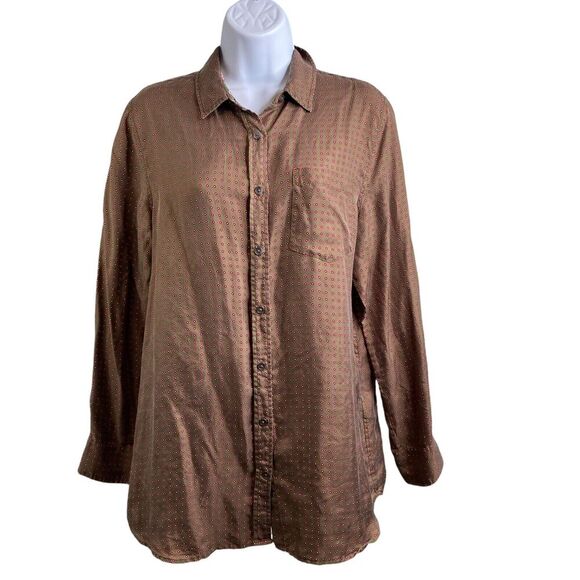 Banana Republic Women’s Brown Silk Button-Up Blouse Size M Man Tailored Classic - Picture 1 of 12